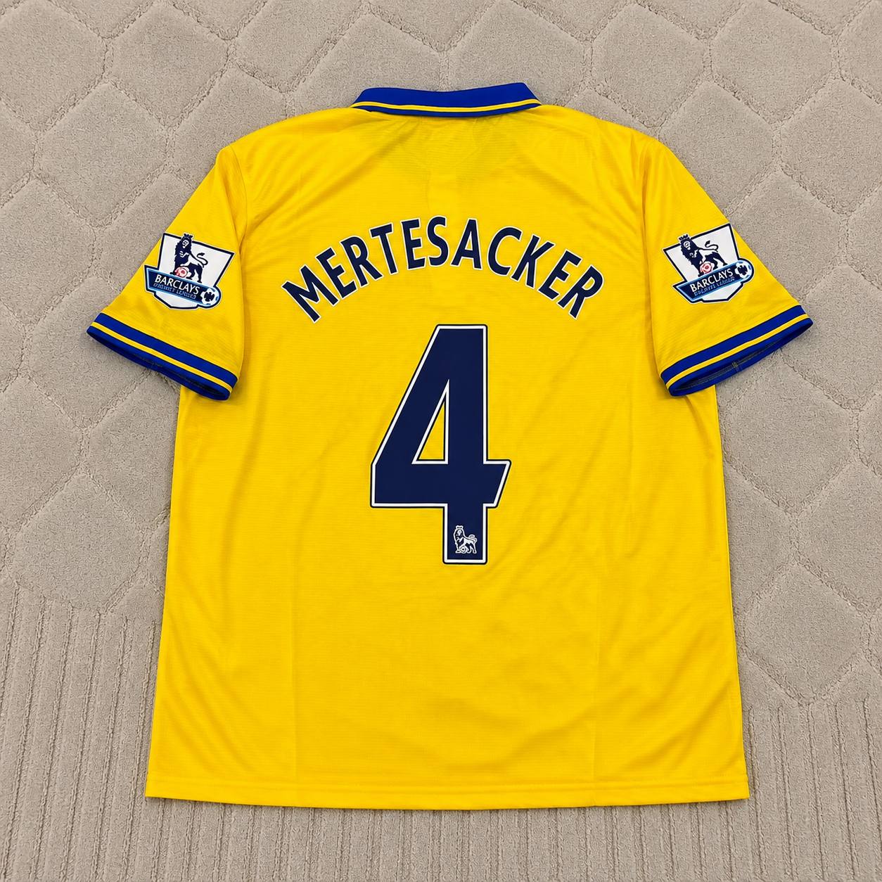 Per Mertesacker – Arsenal 2013/2014 Yellow Retro Kit Jersey Trikot Maillot Soccer Shirt