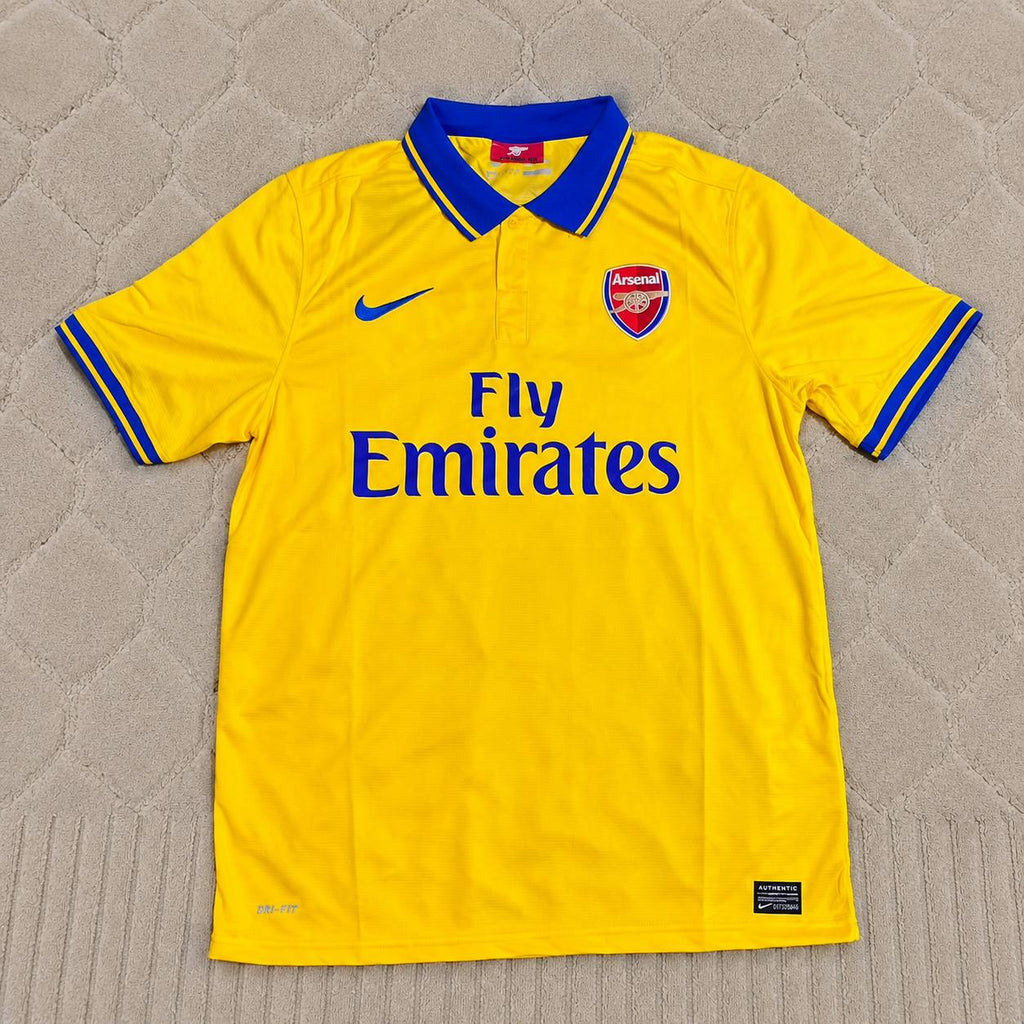 Per Mertesacker – Arsenal 2013/2014 Yellow Retro Kit Jersey Trikot Maillot Soccer Shirt