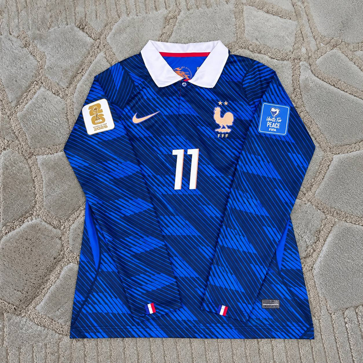 Michael Olise #11 France  New Season 2026 World Cup Home Blue Long Sleeve Football Shirt -  Jersey Kit - Trikot Maillot