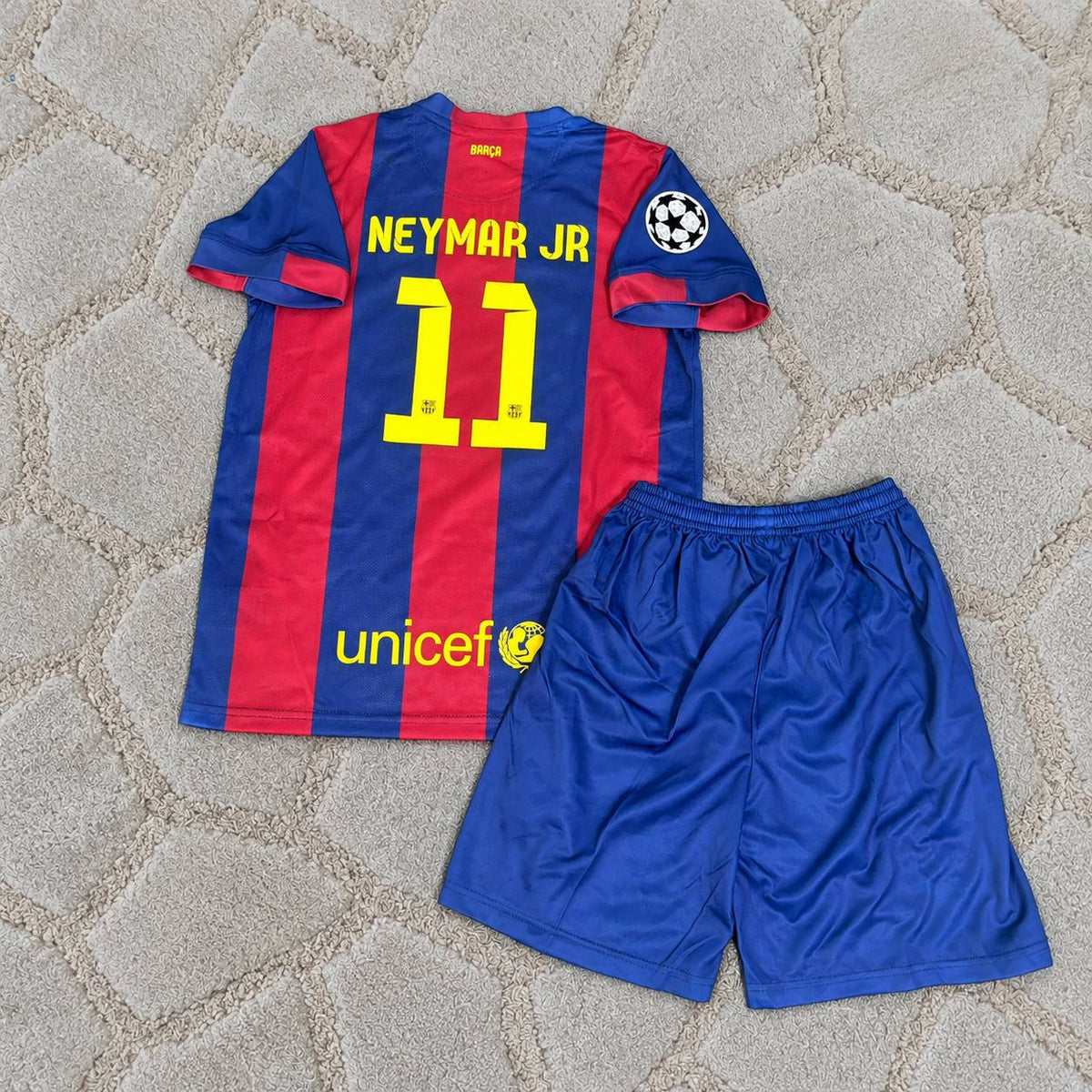 Neymar Jr. Barcelona 2015 Champions League Final Kids Home Retro Football Shirt - Jersey Kit - Trikot Maillot Magliaa