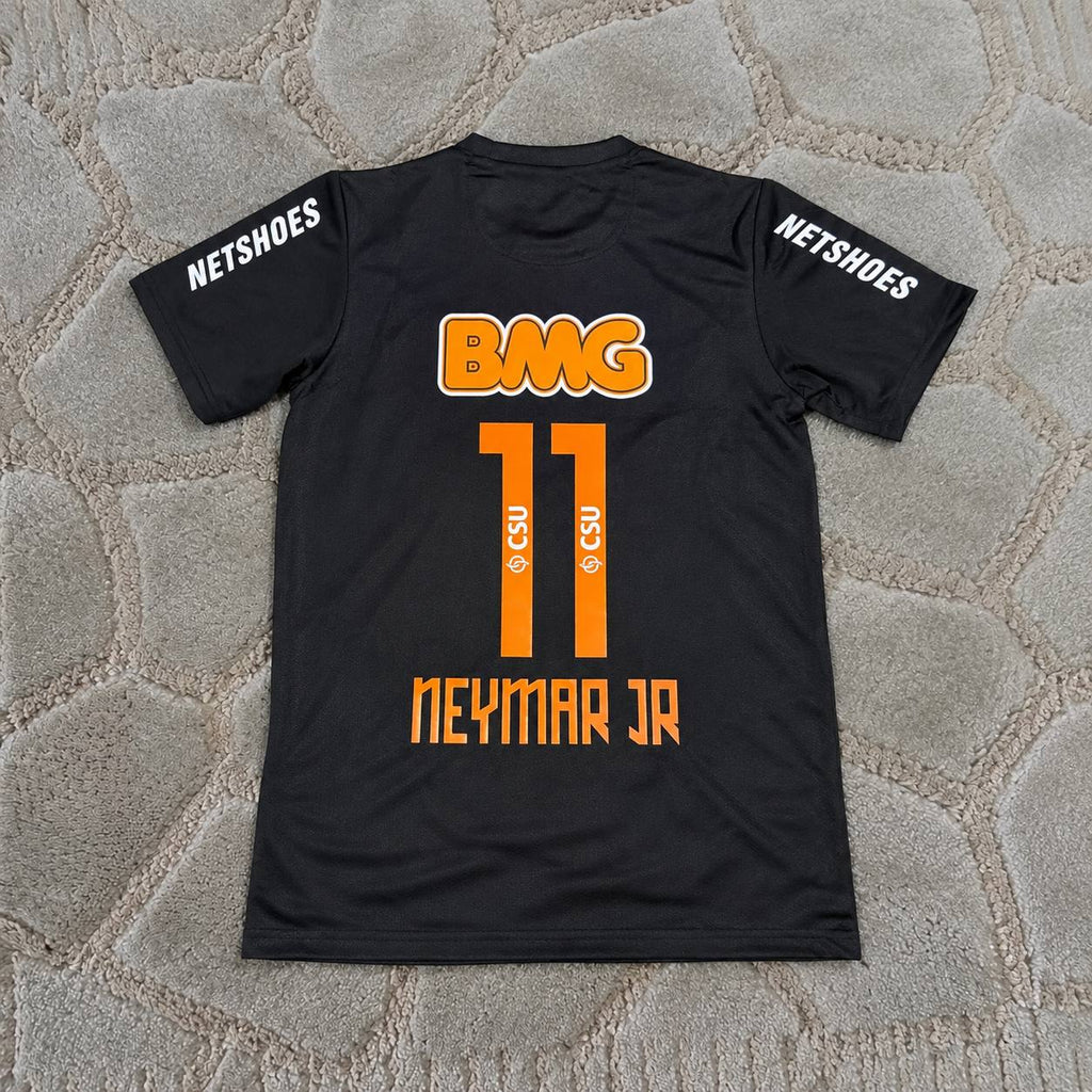 Neymar Jr #11 Santos Black Special Golden Font Retro Football Shirt - Jersey Kit Trikot Maillot
