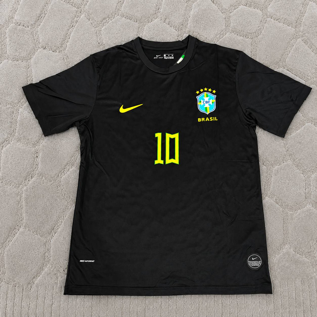 Ronaldinho Brazil Black Retro Football Jersey Kit