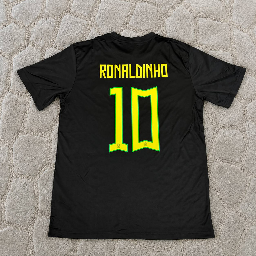 Ronaldinho Brazil Black Retro Football Jersey Kit