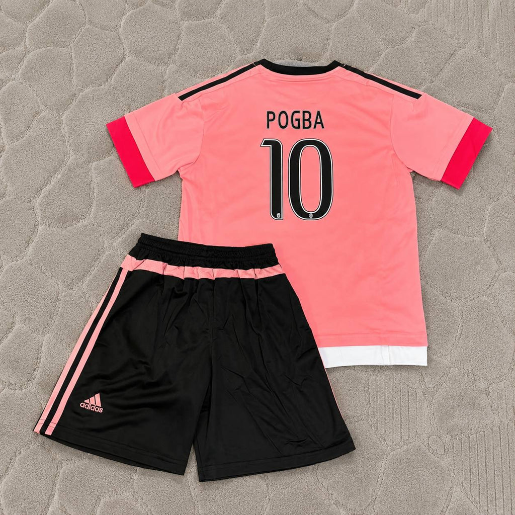Paul Pogba Juventus 2015/2016 Pink Retro Kids Football Jersey Kit