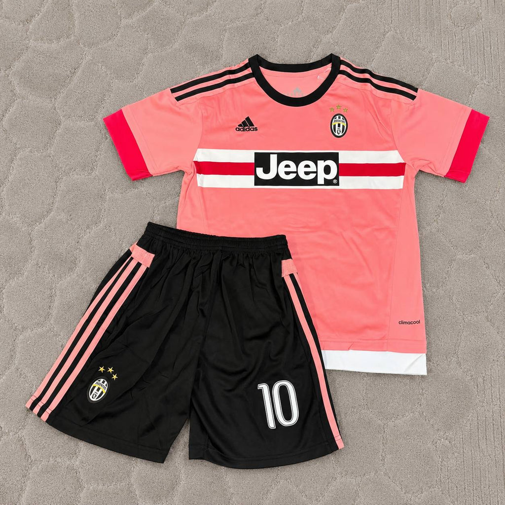 Paul Pogba Juventus 2015/2016 Pink Retro Kids Football Jersey Kit