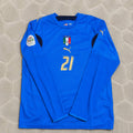 Andrea Pirlo #21 Italy 2006 World Cup Final Long Sleeve Retro Jersey Maillot Trikot Maglia Soccer Shirt