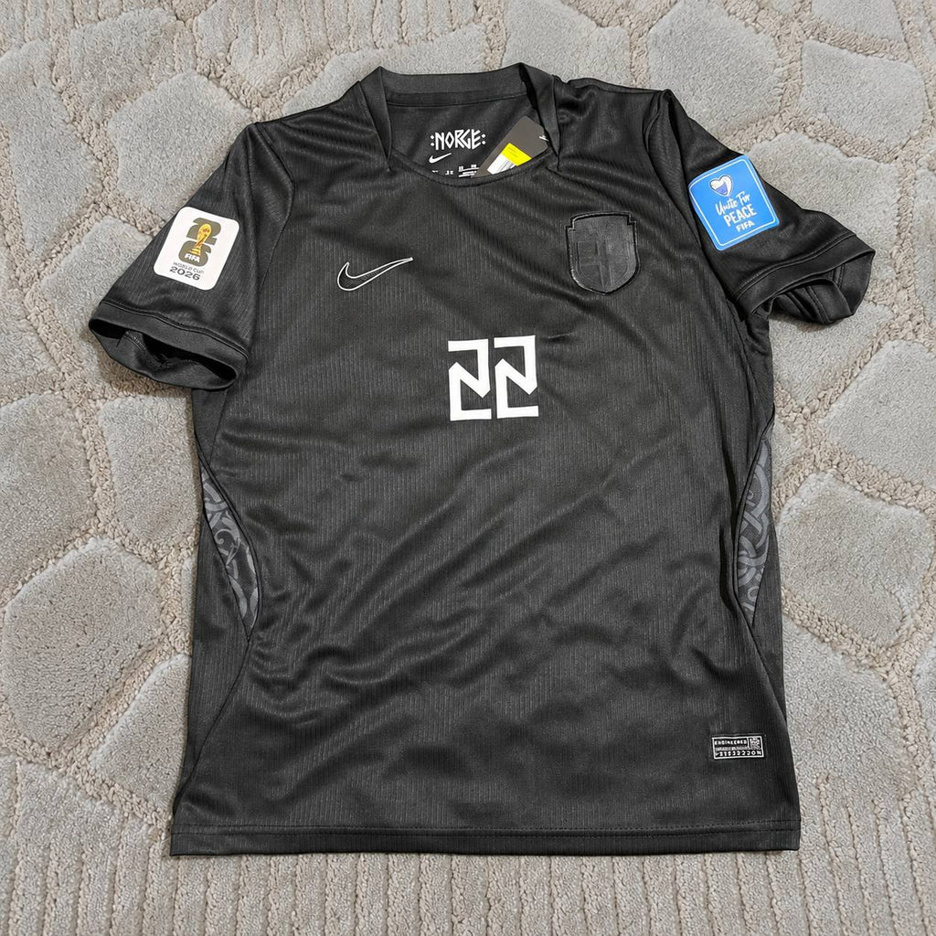 Oscar Bobb #22 Norway 2026 World Cup Away Black  Football Shirt Jersey Kit