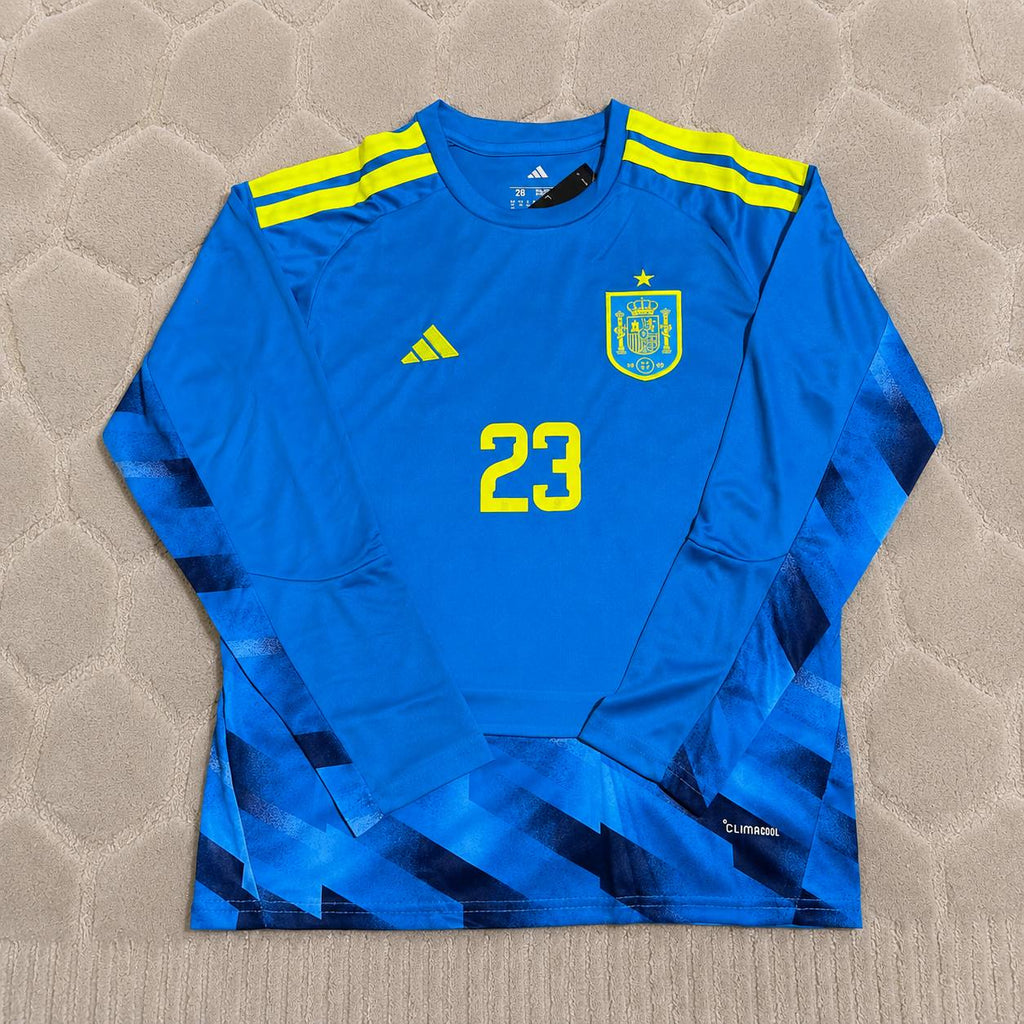 Unai Simon Spain Goalkeeper 2026 World Cup Long Sleeve Blue Special Football Jersey