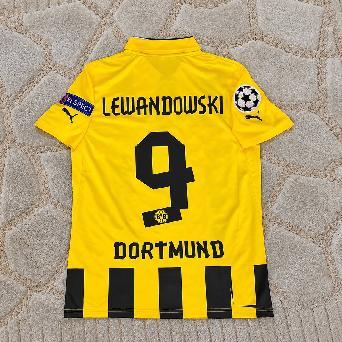 Robert Lewandowski 9 - Dortmund Home 2012 13 Champions League Retro Jersey Trikot