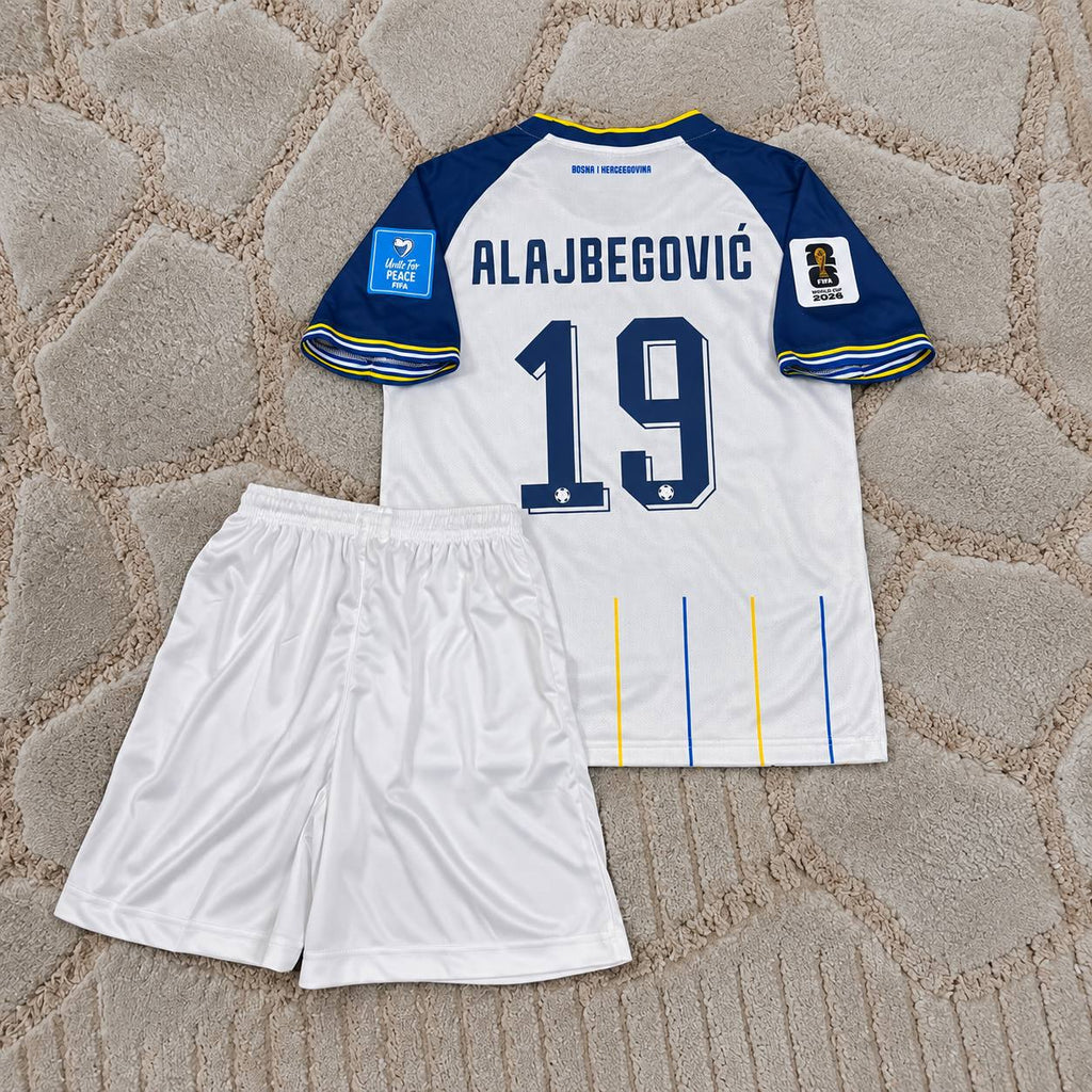 Kerim Alajbegovic Bosnia and Herzegovina 2026 White Away Kids Jersey