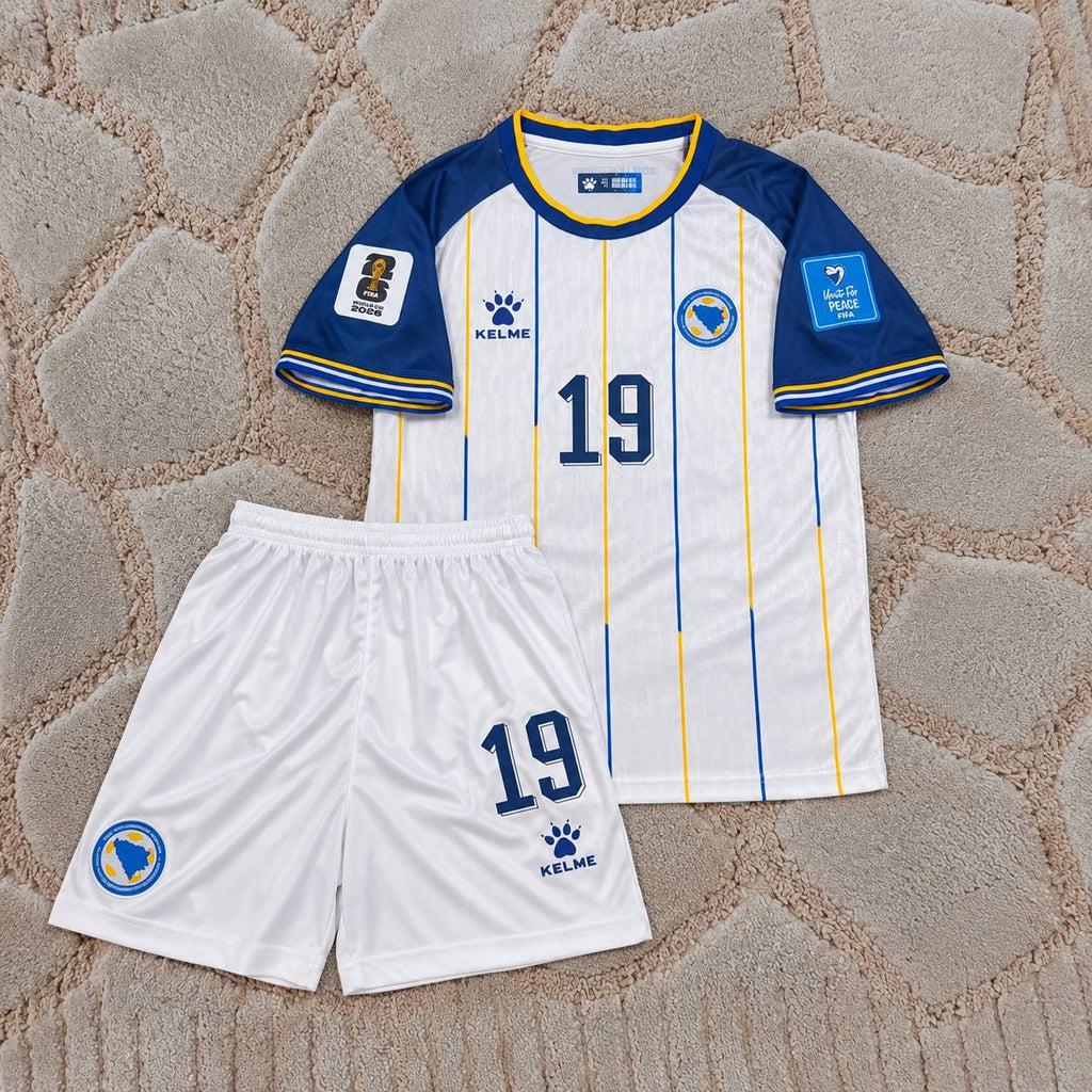 Kerim Alajbegovic Bosnia and Herzegovina 2026 White Away Kids Jersey