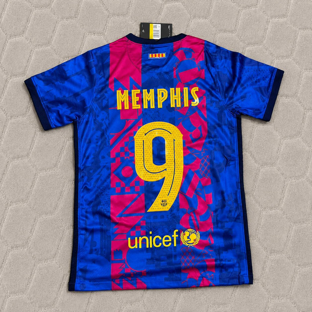 Memphis Depay #9 Barcelona 2021-22 Season Third Retro Jersey Trikot Soccer Shirt