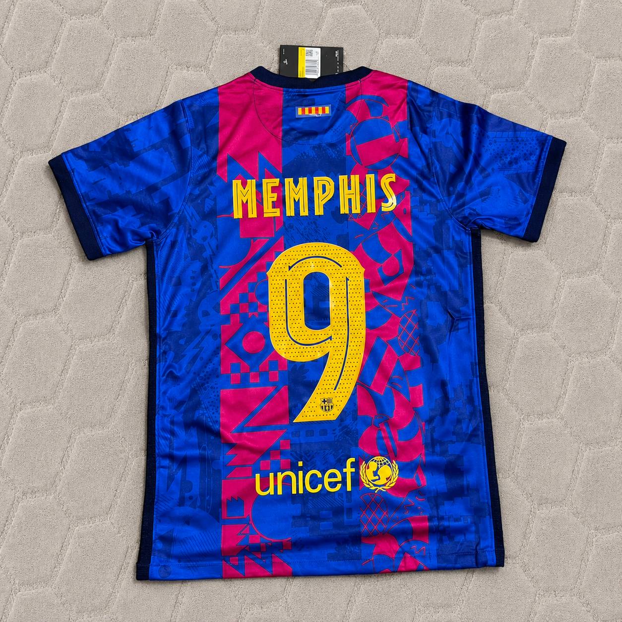 Memphis Depay #9 Barcelona 2021-22 Season Third Retro Jersey Trikot Soccer Shirt