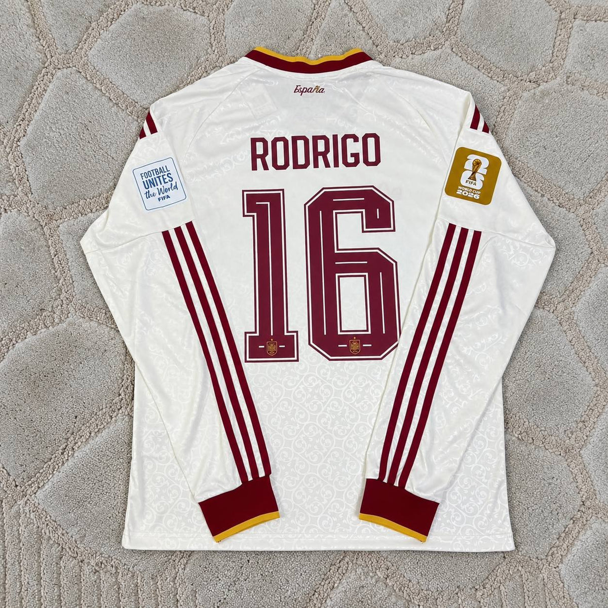 Rodri #16 Spain 2026 Away Long Sleeve Jersey Trikot Maillot