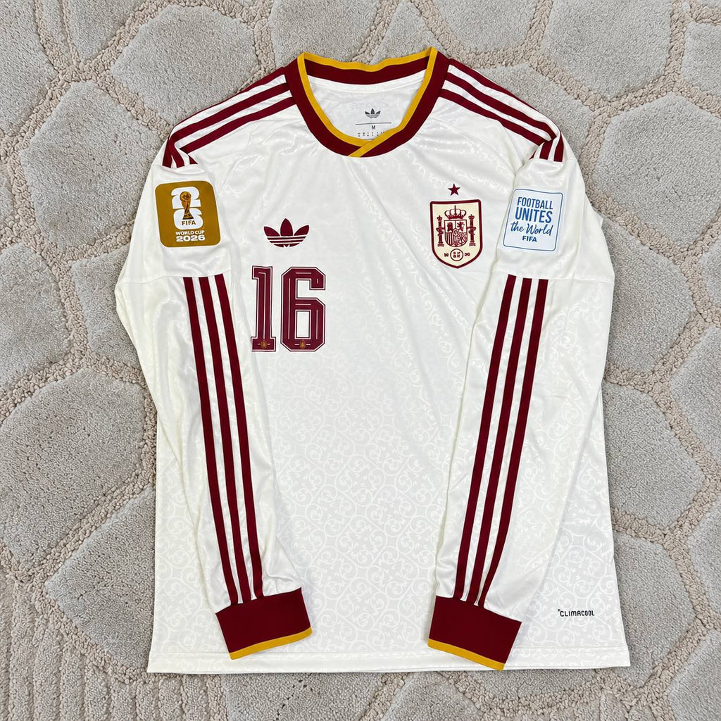 Rodri #16 Spain 2026 Away Long Sleeve Jersey Trikot Maillot