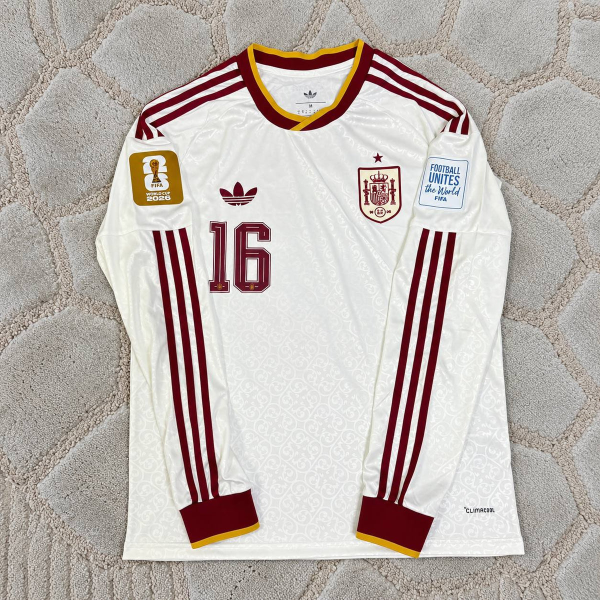Rodri #16 Spain 2026 Away Long Sleeve Jersey Trikot Maillot