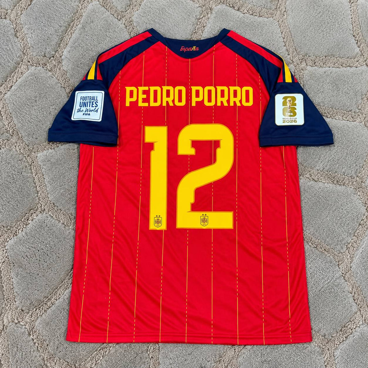 Pedro Porro #12 Spain 2026 Home Football Jersey