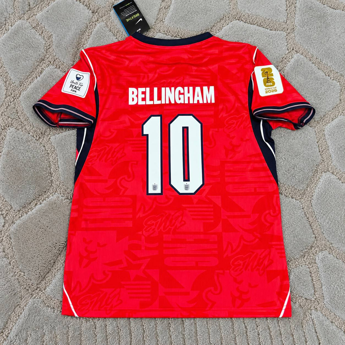 Jude Bellingham #10 England 2026 Away Red Football Jersey