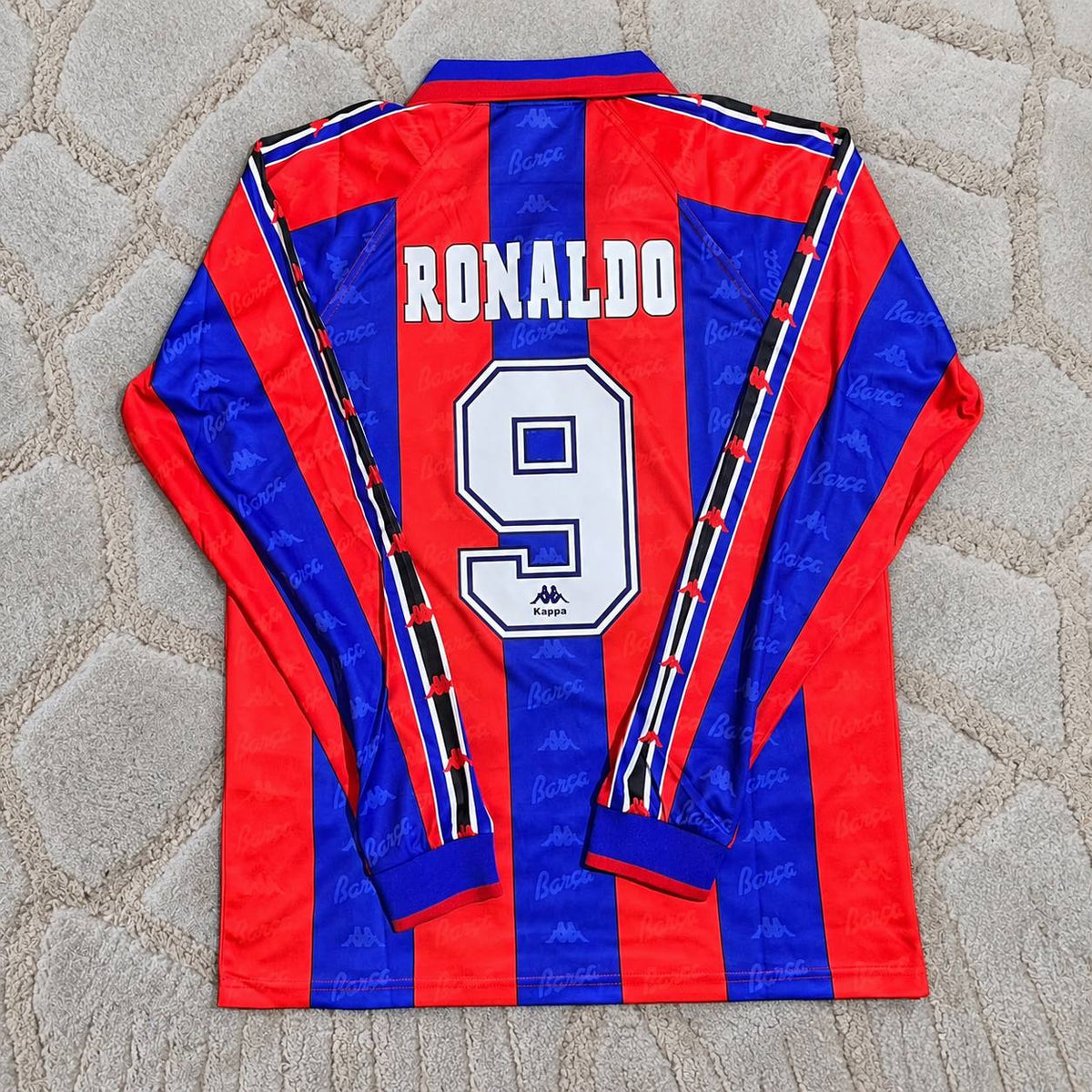 Ronaldo Nazario Barcelona 1996 1997 Retro Burgundy Long Sleeve Football Jersey Soccer
