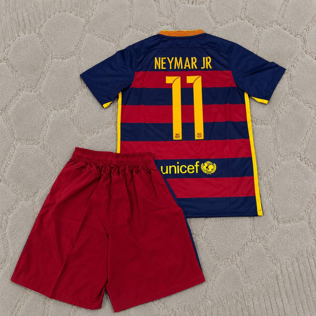 Neymar Jr Barcelona 2015/16 Retro Black Pink Kids Jersey Soccer Maillot KinderTrikot Maglia Soccer Shirt