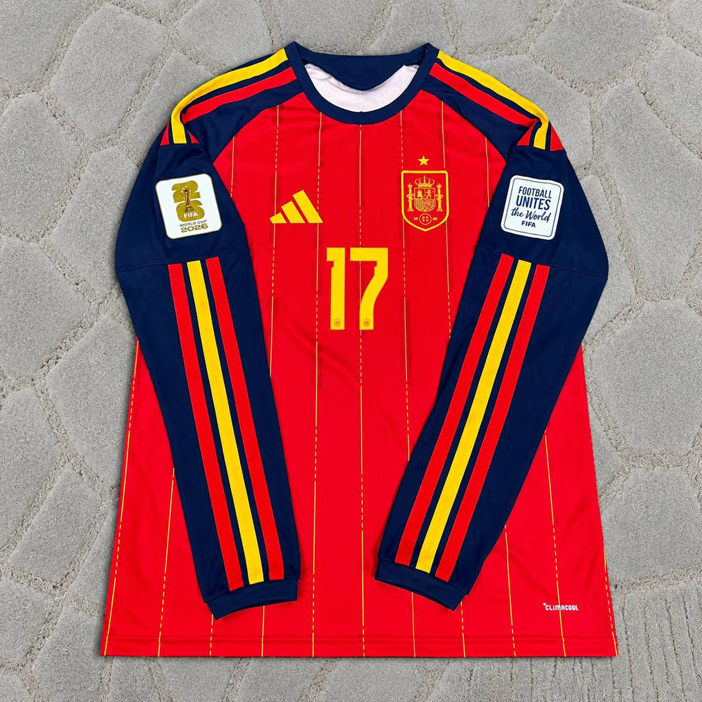 Nico Williams #17 Spain 2026 World Cup Home Long Sleeve Jersey Trikot Maillot