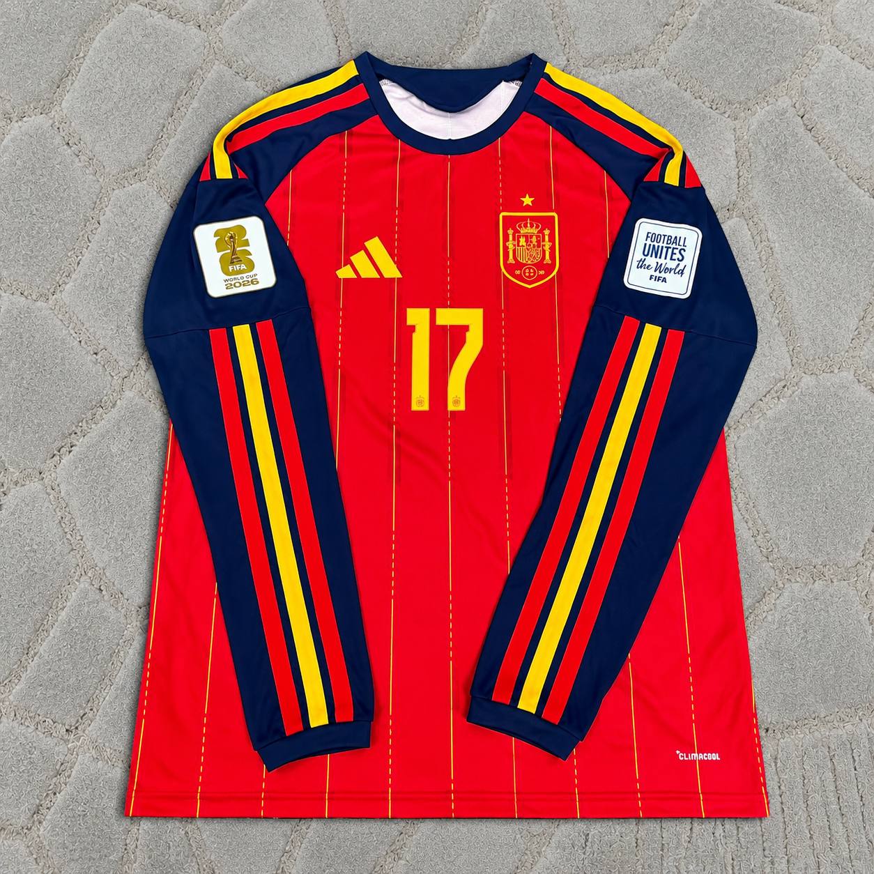 Nico Williams #17 Spain 2026 World Cup Home Long Sleeve Jersey Trikot Maillot