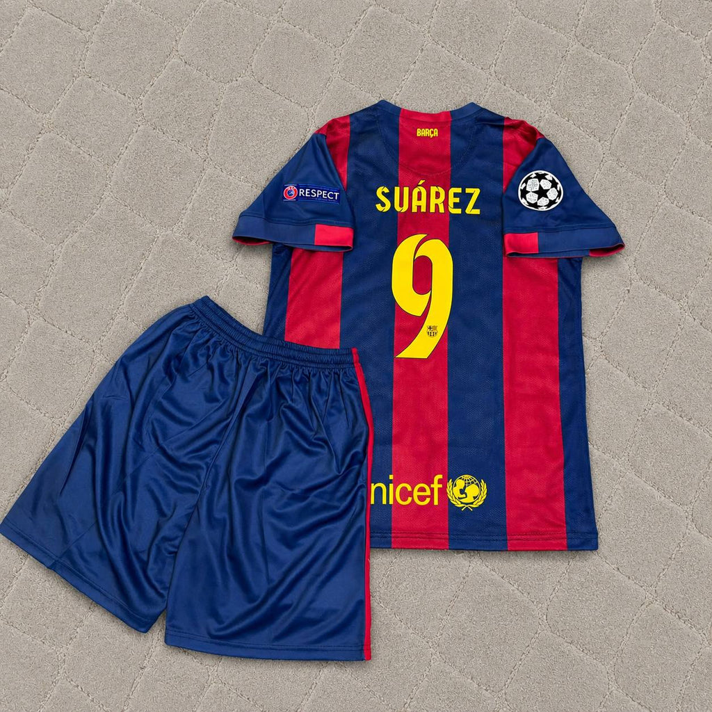 Luis Suárez #9 Barcelona 2015 Champions League Final Kids Retro Jersey
