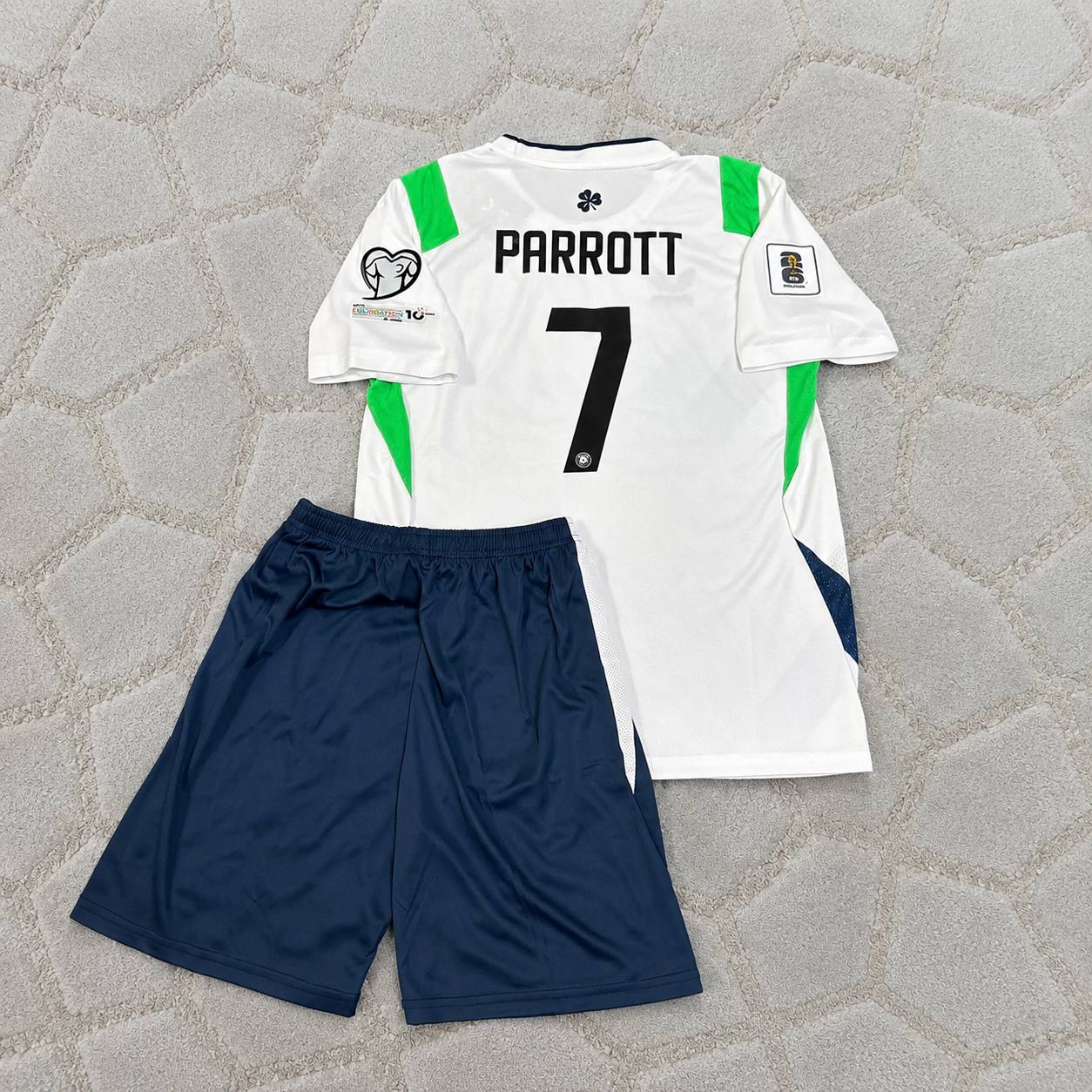 Troy Parrott #7 Ireland Kids 2026 Home Green White Football Jersey