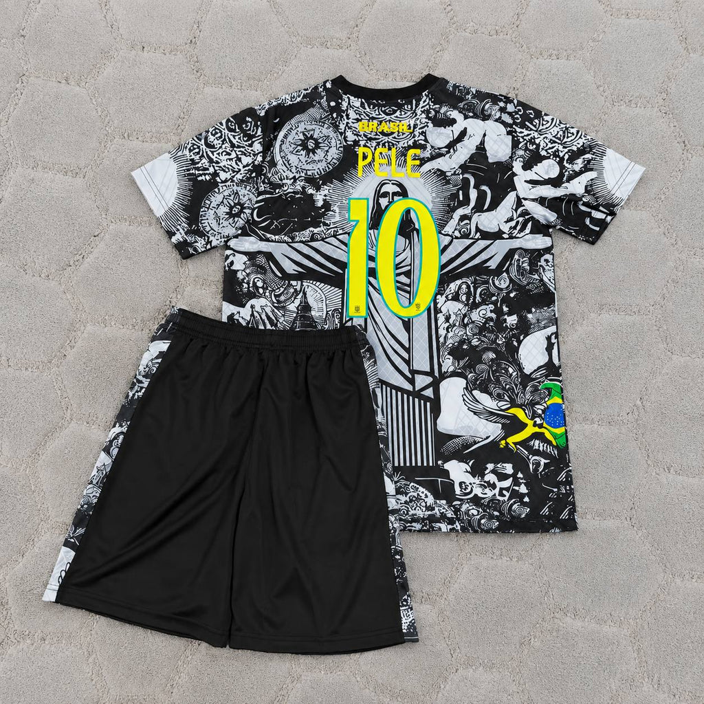 Pele Brazil Iconic Kids Retro Football Jersey Trikot Maglia Soccer Shirt