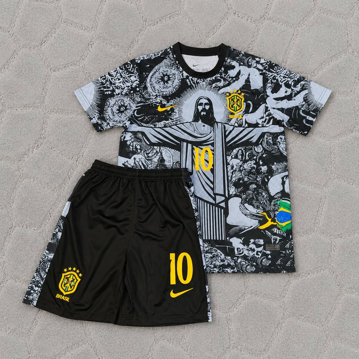 Pele Brazil Iconic Kids Retro Football Jersey Trikot Maglia Soccer Shirt
