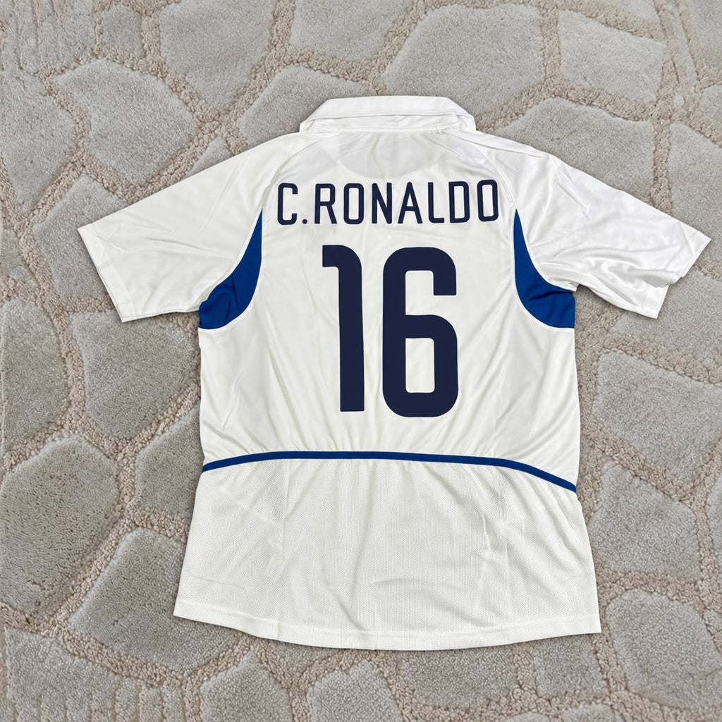 Cristiano Ronaldo Number 16 Portugal 2003 Debut White Retro Football Jersey
