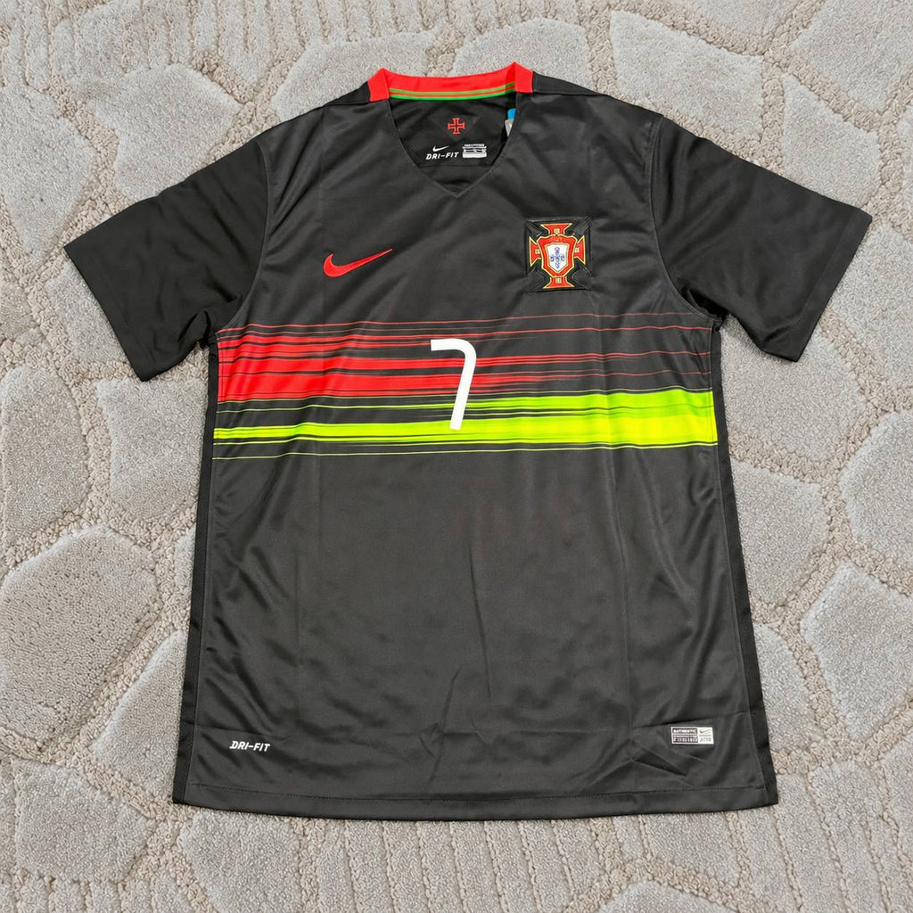 Cristiano Ronaldo Portugal 2014-2015 Black Retro Football Jersey