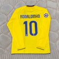 Ronaldinho Gaucho Barcelona 2008-2009 Yellow Long Sleeve Retro Football Jersey Trikot