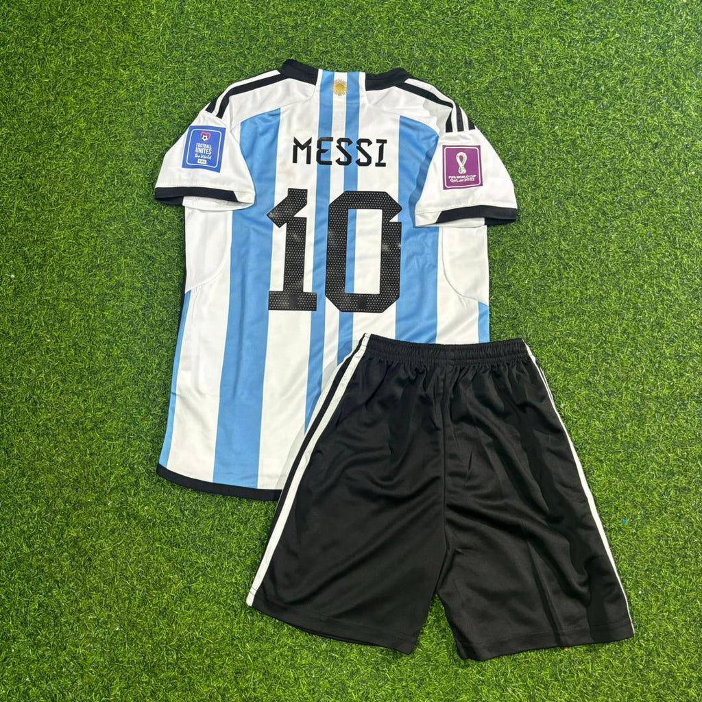 Lionel Messi #10 Argentina 2022 Champion Kids Football Jersey Trikot