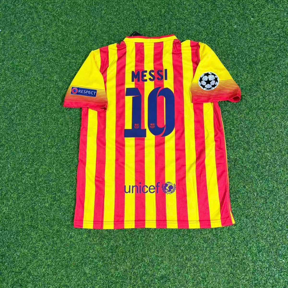 Lionel Messi 10 - Barcelona 2013/2014 Yellow Red Retro Football Jersey Trikot