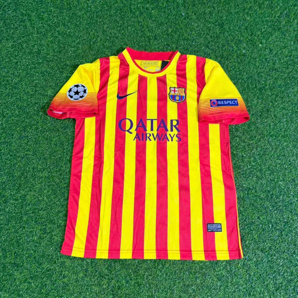 Lionel Messi 10 - Barcelona 2013/2014 Yellow Red Retro Football Jersey Trikot