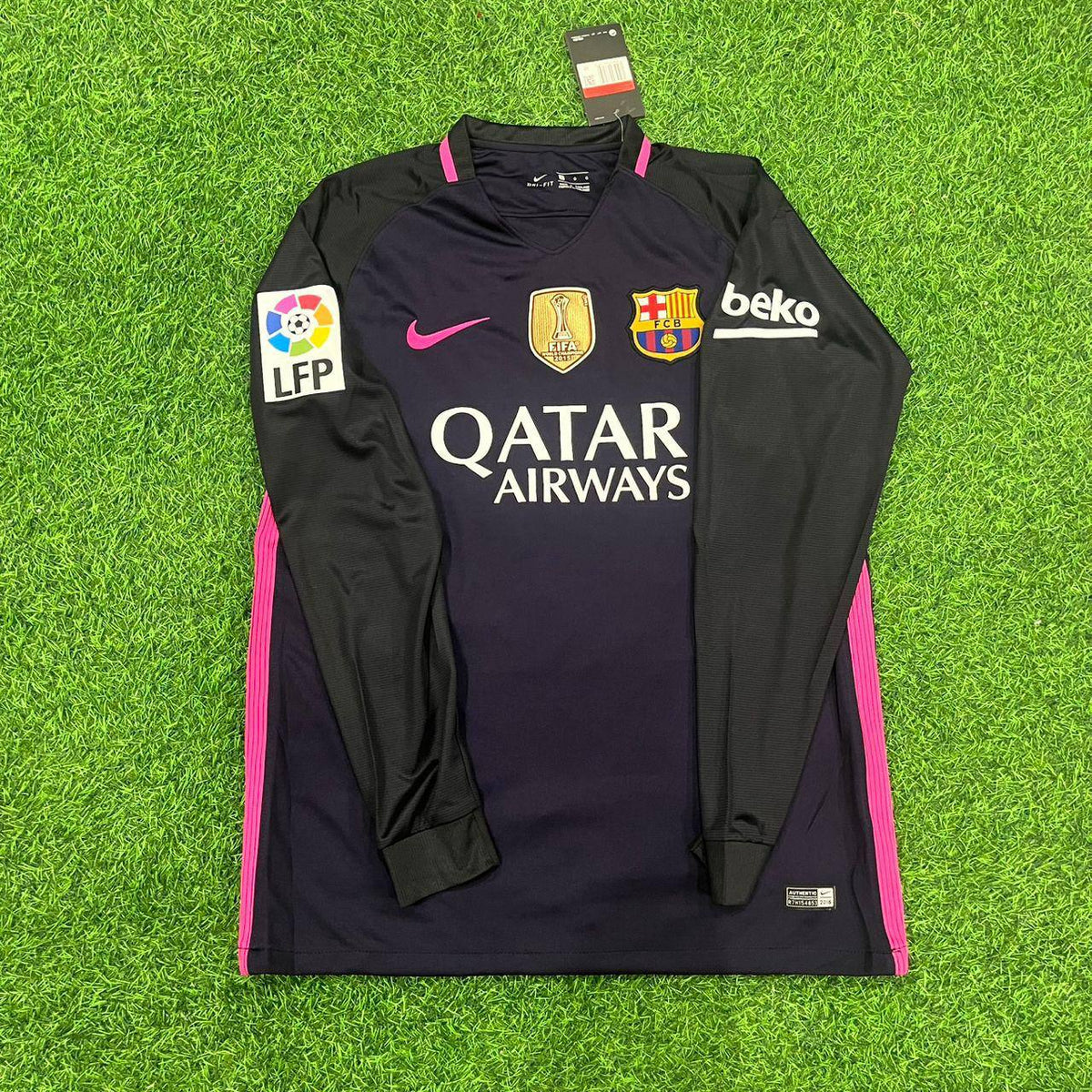 Lionel Messi Barcelona 2014-2015 Retro Long Sleeve Football Jersey Trikot