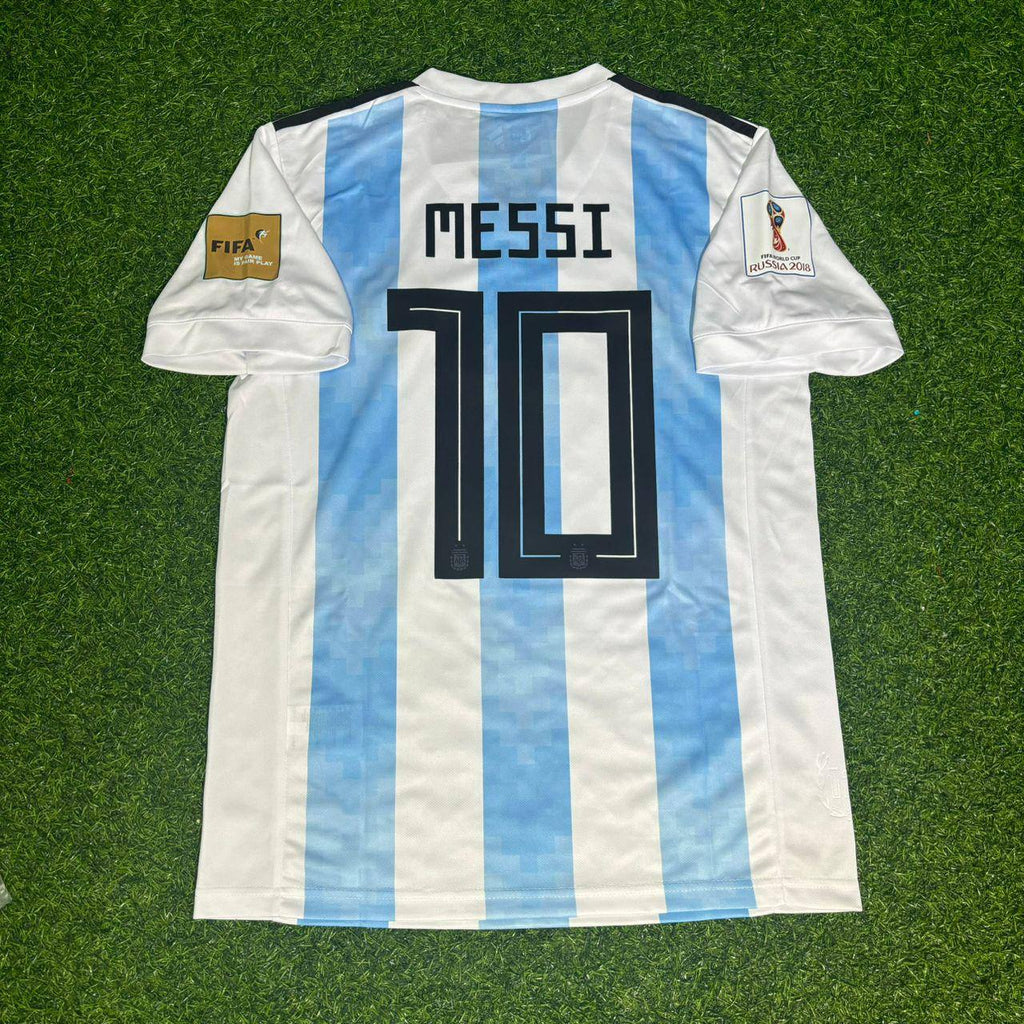 Lionel Messi #10 Argentina 2018 Home Retro Football Jersey Trikot