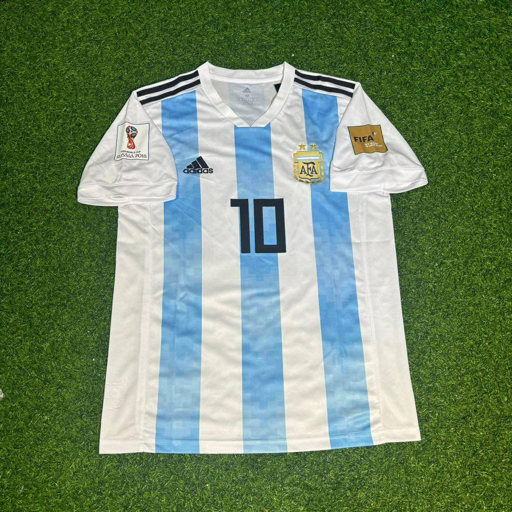 Lionel Messi #10 Argentina 2018 Home Retro Football Jersey Trikot