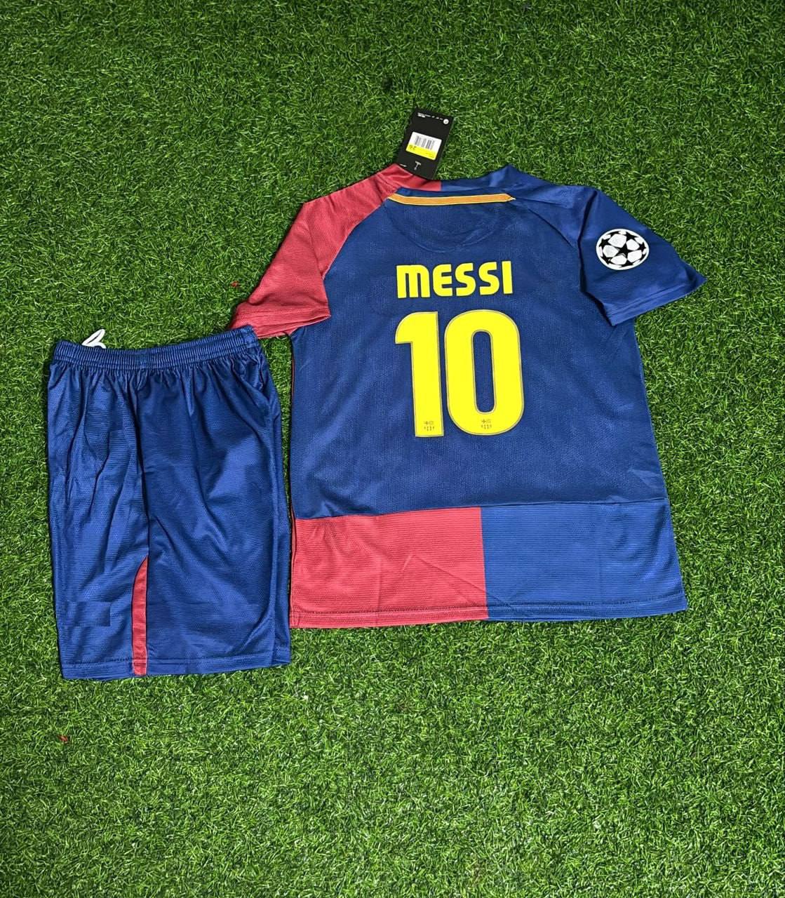 Lionel Messi Barcelona 2009 Champions League Final Retro Kids Football Jersey Kit