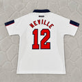 Neville England 1997 1999 white home retro football jersey