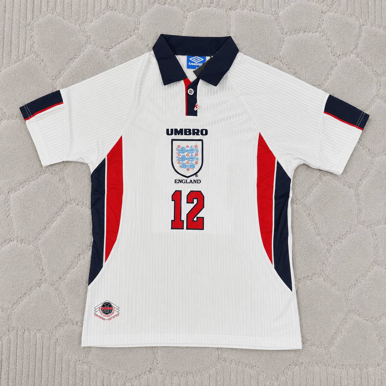 Neville England 1997 1999 white home retro football jersey