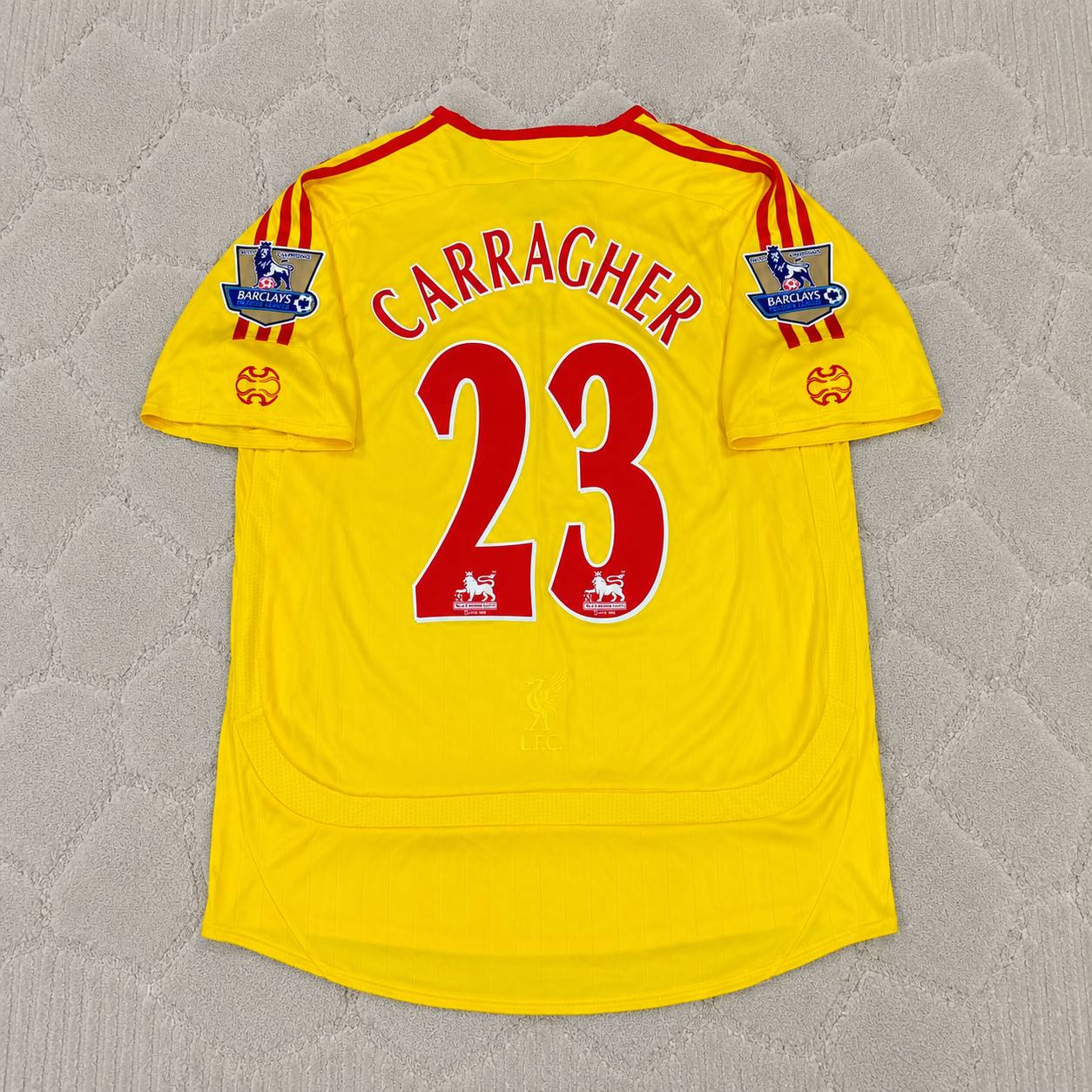 Jamie Carragher Liverpool 2006/2007 Yellow Retro Football Jersey Kit