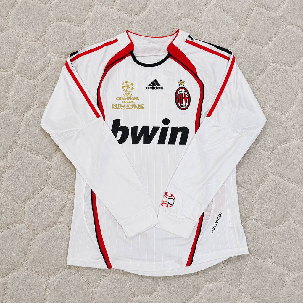 David Beckham #32 AC Milan Away White Long Sleeve Retro Jersey