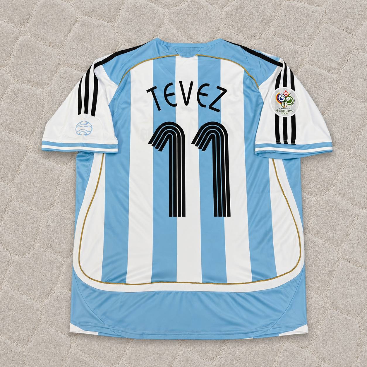Carlos Tevez Argentina 2006 World Cup Retro Soccer Jersey Maillot Trikot