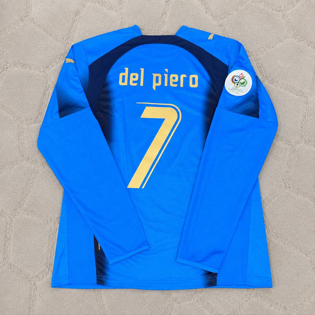 Alessandro Del Piero #7 Italy 2006 World Cup Final Long Sleeve Retro Jersey Maillot Trikot Maglia Soccer Shirt