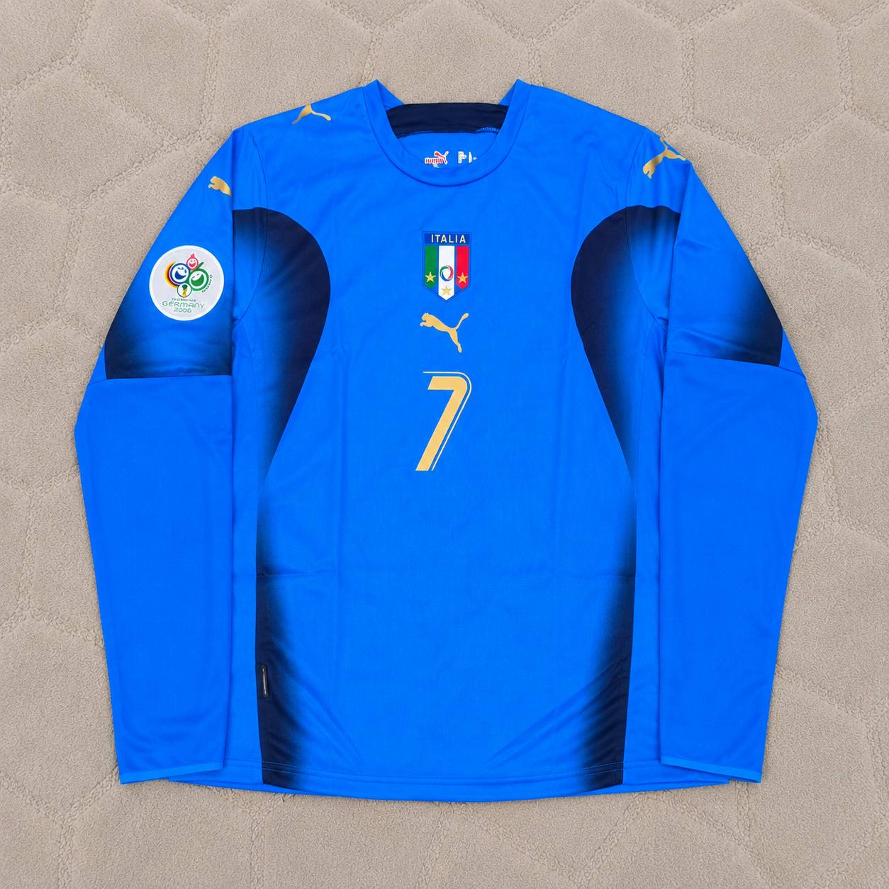 Alessandro Del Piero #7 Italy 2006 World Cup Final Long Sleeve Retro Jersey Maillot Trikot Maglia Soccer Shirt