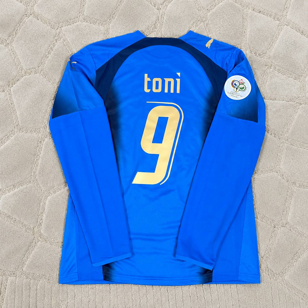 Luca Toni #9 Italy 2006 World Cup Final Long Sleeve Retro Jersey Maillot Trikot Maglia Soccer Shirt
