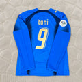 Luca Toni #9 Italy 2006 World Cup Final Long Sleeve Retro Jersey Maillot Trikot Maglia Soccer Shirt