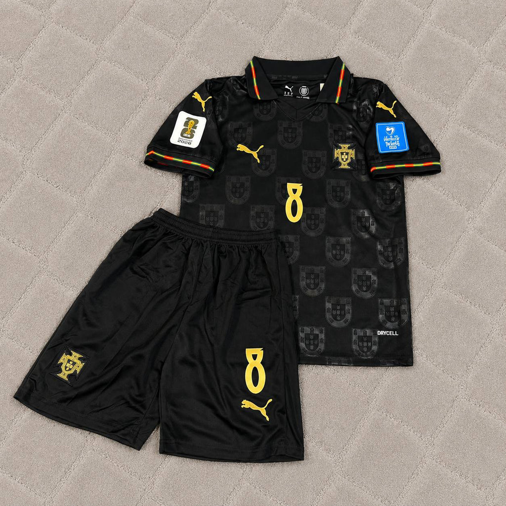 Bruno Fernandes Portugal 2026 World Cup Black Kids Football Jersey